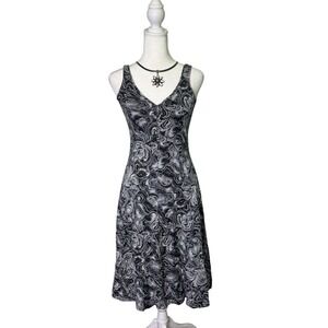 Vintage Diane von Furstenberg Midi Dress Sz 4 Made in Italy Black White Abstract